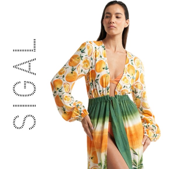 SIGAL Long-Sleeve Tie-Front Cover-Up Dress L - Picture 3 of 16